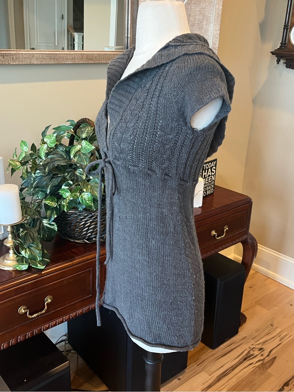 Hooded Sweater Gray Pullover Womens Small Acrylic Womens Small - Picture 3 of 15